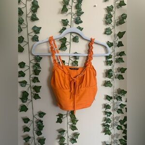 Orange Ruffled Strap Top